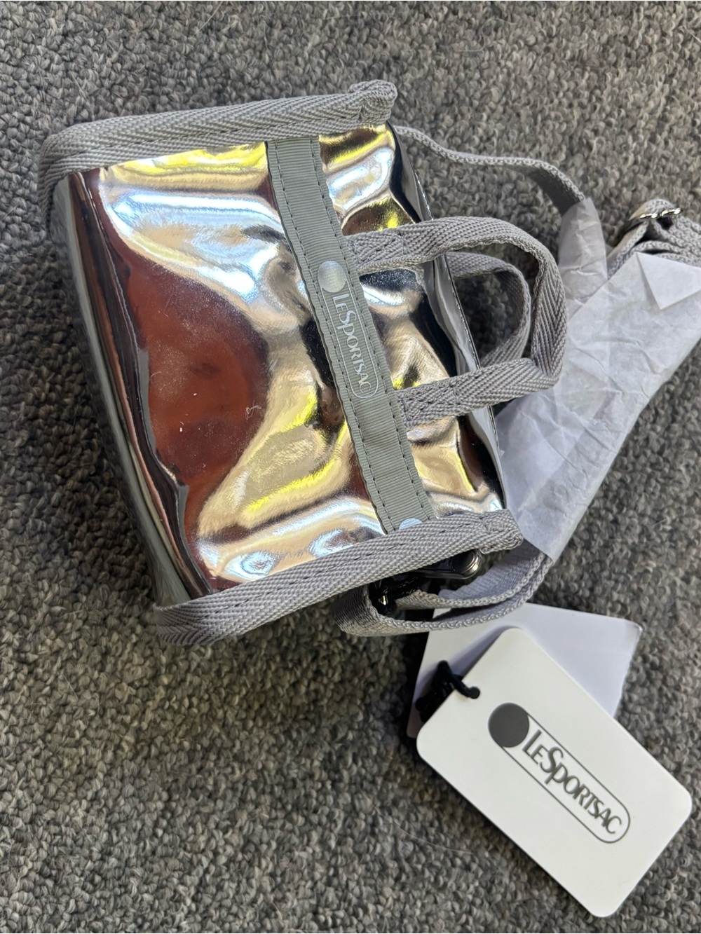 Lesportsac Iridescent Silver Mini Tote